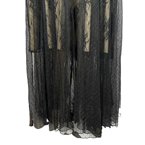 Vintage Pinky Sheer Lace Midi Dress Size XL Black Whimsygoth Fairy Grunge Y2K - Picture 4 of 9